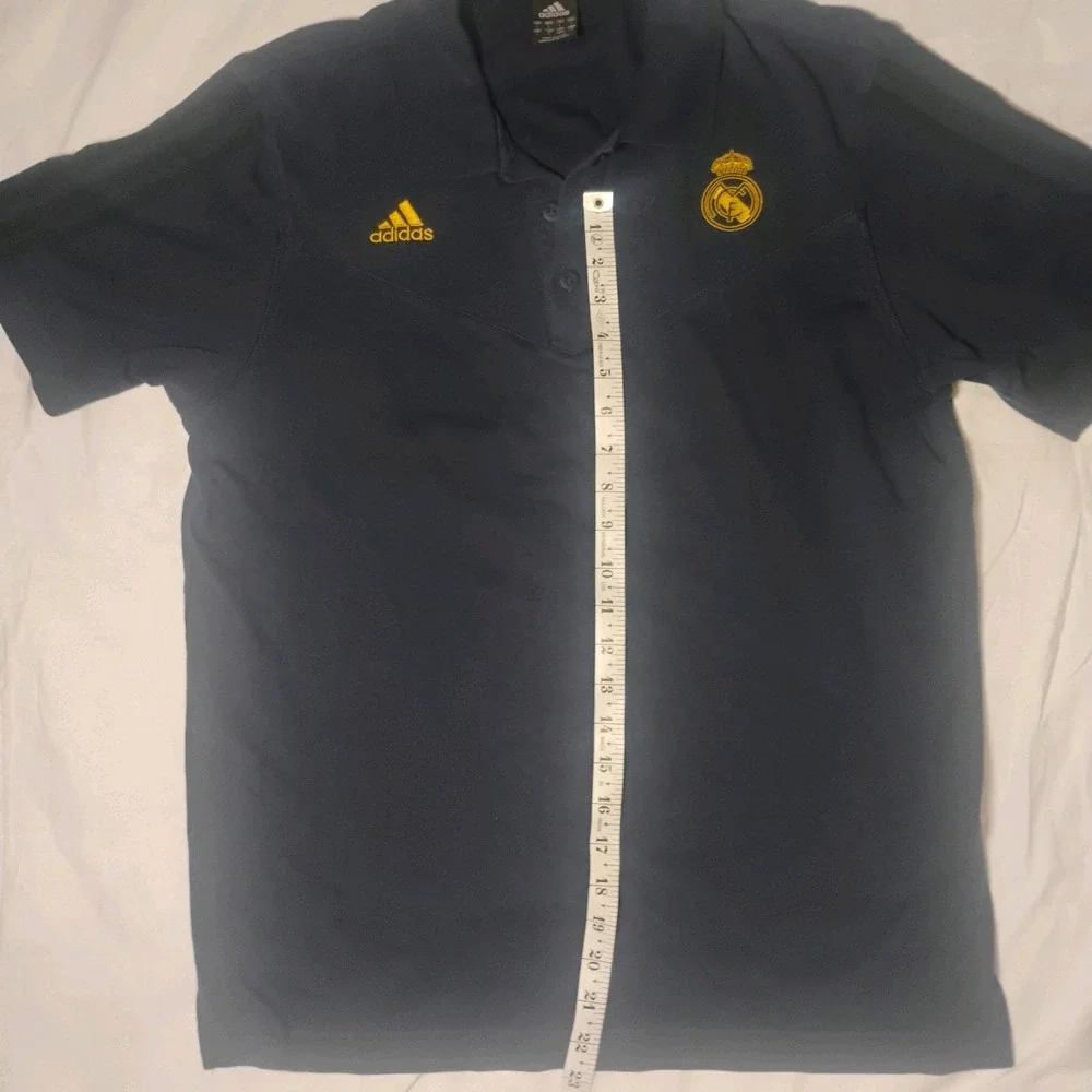 Adidas Real Madrid 3S Polo Shirt Men's Large Blue Short Sleeve Soccer Futbol‎
